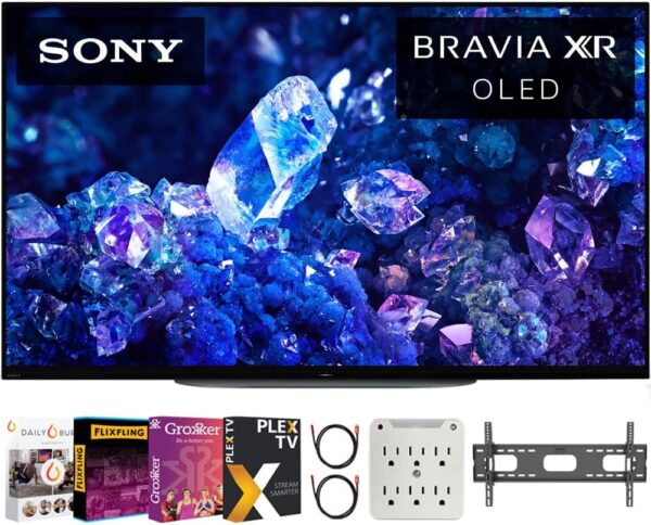 Sony XR42A90K Bravia XR A90K 42 inch 4K HDR OLED Smart TV Bundle with Premiere Movies Streaming + 37-100 Inch TV Wall Mount + 6-Outlet Surge Adapter + 2X 6FT 4K HDMI 2.0 Cable