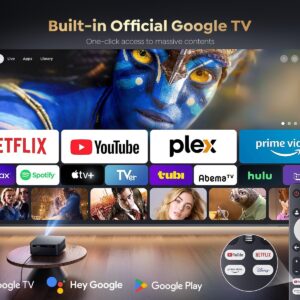 [1500 ANSI/Google TV/Voice Control]Smart Projector with WiFi 6 and Bluetooth, Netflix-Licensed 4K Support, Outdoor Movie Proyector, 1080P Home Ceiling Auto Focus Projector, PUTRIMS K12 Gray