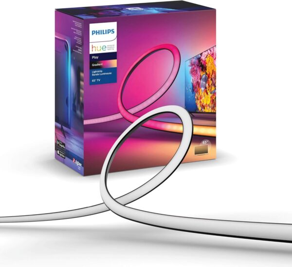 Philips Hue Play Gradient 65" Smart TV Light Strip, Flowing Color-Changing LED Strip Lights, Multicolour TV Backlight Sync with Music and Gaming, Requires Bridge & Sync Box, Control with App and Voice