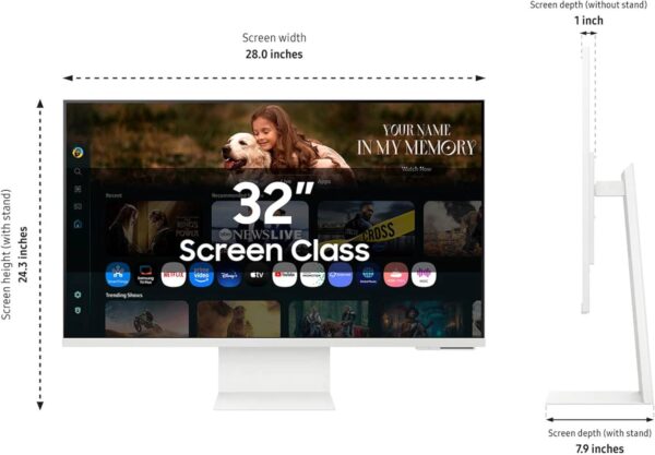 SAMSUNG 32” Smart Monitor M8 (M80F) 4K UHD Display, Samsung Vision AI, Smart TV Apps, Gaming Hub, USB-C, HDMI and USB-A, White, LS32FM803UNXZA, 2025 - Image 4