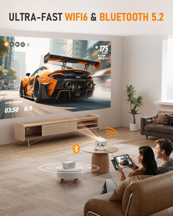 【Netflix Licensed & Auto focus Projector】VISSPL Smart Projector with WiFi and Bluetooth, Auto Focus & Keystone Protable Mini Projector with Stand, Native 1080P Netflix Home Theater Projector - Image 7