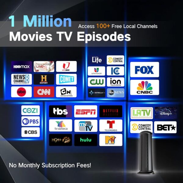 2025 Upgraded TV Antenna Up 2200+ Miles Range, Digital Best Antenna for Smart Tv Indoor/Outdoor 4k Local Channels, Amplified HDTV Antenna Long Range with Amplifier Signal Booster/Thic Cable (34ft) - Image 3