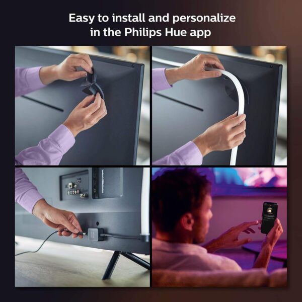 Philips Hue Play Gradient 65" Smart TV Light Strip, Flowing Color-Changing LED Strip Lights, Multicolour TV Backlight Sync with Music and Gaming, Requires Bridge & Sync Box, Control with App and Voice - Image 4