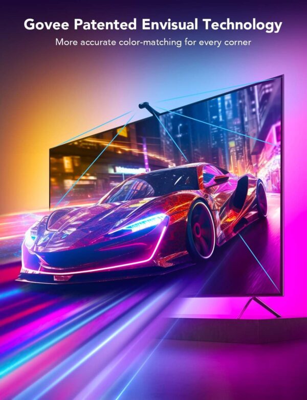 Govee Envisual TV LED Backlight T2 with Dual Cameras, 11.8ft RGBIC Wi-Fi LED Strip Lights for 55-65 inch TVs, Double Strip Light Beads, for Home Decorations, Smart App Control, Music Sync - Image 2