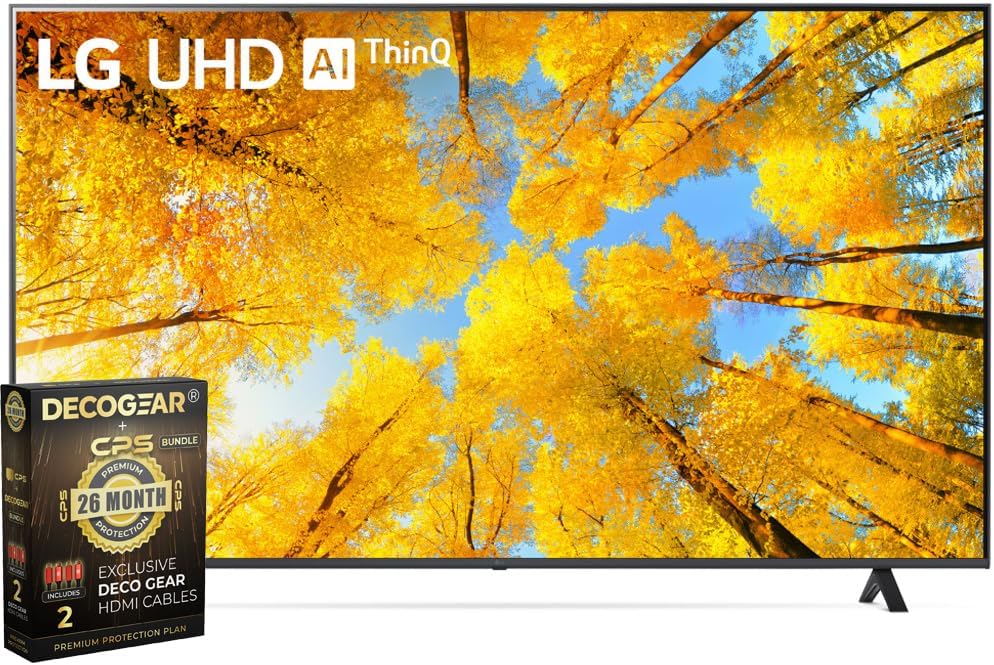 LG 70UQ7590PUB 70 Inch HDR 4K UHD Smart TV Bundle with Deco Gear 4K HDMI 2.0 Cable w/Copper Conductors x2 & CPS Exclusive 26 Month Protection (BEACH-CPS-261500)
