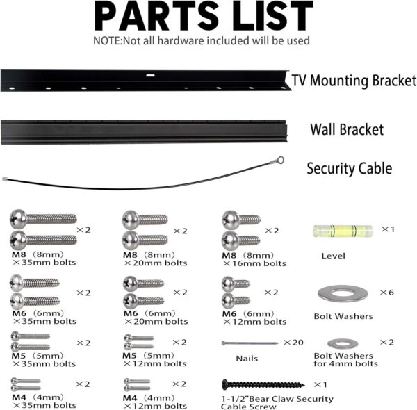 No Stud TV Wall Mount, Drywall Studless TV Hanger No Damage, No Drill, Non Screws, Dry Wall Flat Screen TVs Easy Install Bar Bracket fits VESA 12-55 inch TVs up to 99 lbs, Include Hardware Levels - Image 6