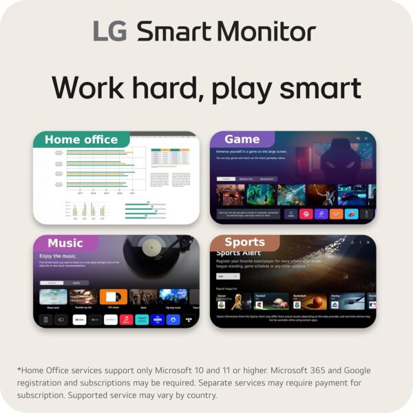 LG 27SR75U-W 27 inch 4K UHD (3840x2160) IPS HDR10 USB Type-C 65W PD Smart Monitor webOS 23 AirPlay Screen Share Bluetooth ThinQ App Built-in Speaker HDMI White - Image 5