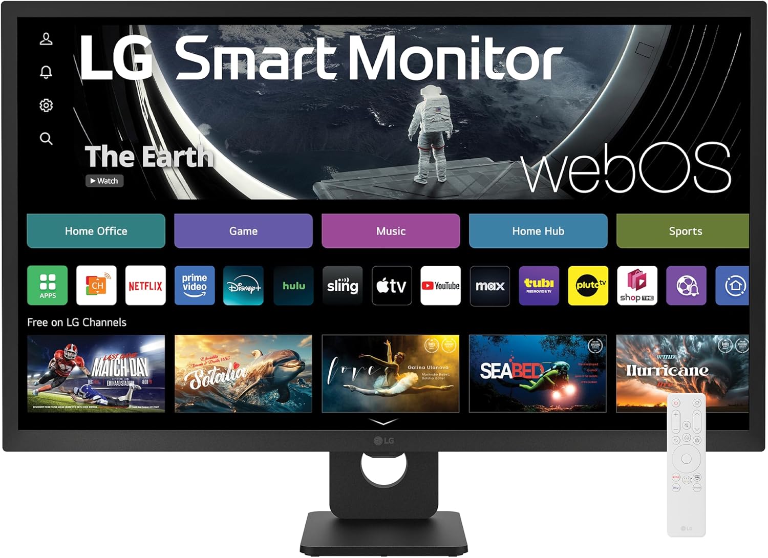LG 32SR50F-B Smart Monitor 32-Inch FHD (1920x1080) IPS Display, webOS 23, HDR 10, x2 Built-in Speakers, AirPlay 2, Screen Share, Bluetooth, ThinQ App, Remote Control, Black