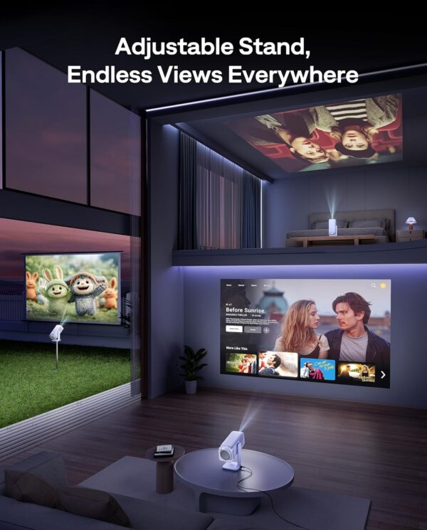 Aurzen BOOM Air Portable Google TV Projector with WiFi and Bluetooth, Smart Projector for Outdoor & Home Movie, USB-C Powered, 4K Supported, Real-Time Focus, Dolby Audio, Adjustable Stand, Blue - Image 3