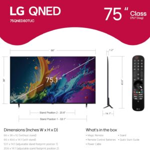 LG 75-Inch Class QNED80T Series LED Smart TV 4K Processor Flat Screen with Magic Remote AI-Powered with Alexa Built-in (75QNED80TUC, 2024)