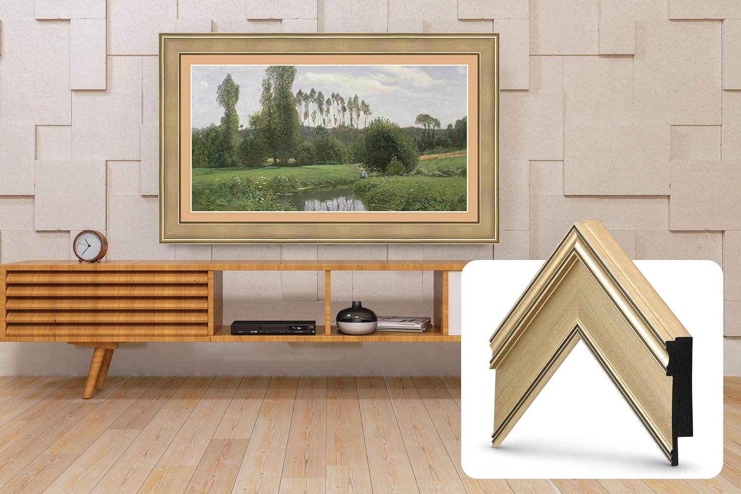 Frame My TV Deco TV Frames - Champagne Smart Frame Compatible ONLY with Samsung The Frame TV and Pro (65 inch, Fits 2021-2025)