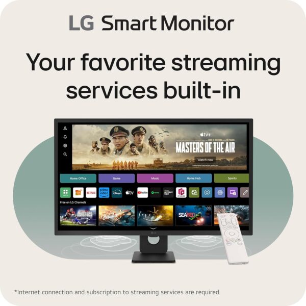LG 32SR50F-B Smart Monitor 32-Inch FHD (1920x1080) IPS Display, webOS 23, HDR 10, x2 Built-in Speakers, AirPlay 2, Screen Share, Bluetooth, ThinQ App, Remote Control, Black - Image 2