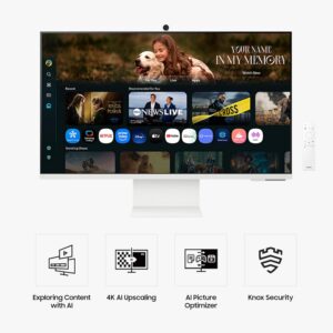 SAMSUNG 32” Smart Monitor M8 (M80F) 4K UHD Display, Samsung Vision AI, Smart TV Apps, Gaming Hub, USB-C, HDMI and USB-A, White, LS32FM803UNXZA, 2025
