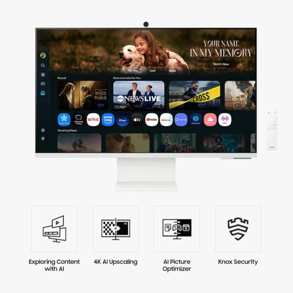 SAMSUNG 32” Smart Monitor M8 (M80F) 4K UHD Display, Samsung Vision AI, Smart TV Apps, Gaming Hub, USB-C, HDMI and USB-A, White, LS32FM803UNXZA, 2025 - Image 2