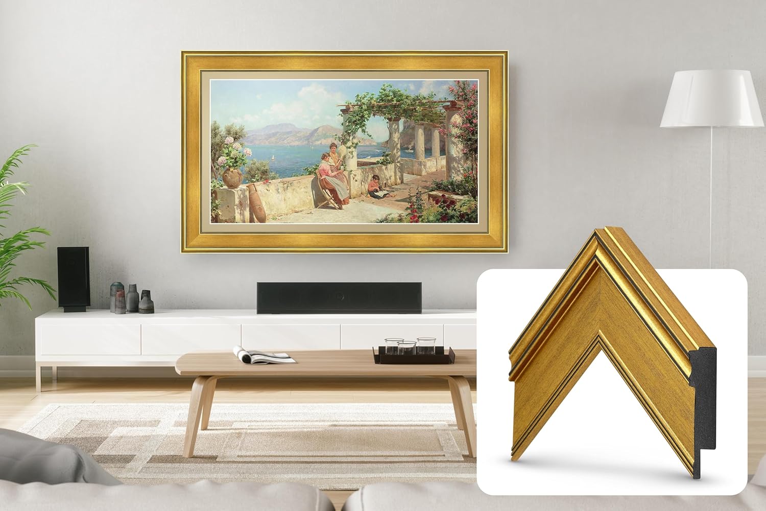 Frame My TV Deco TV Frames - Antique Gold Smart Frame Compatible ONLY with Samsung The Frame TV and Pro (65", Fits 2021-2025)
