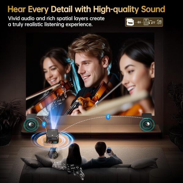 【Buit-in Google TV & Voice Control】Smart Projector with WiFi 6 and Bluetooth, 4K Support Movie Outdoor Projectors Compatible with Netflix/Prime Video/YouTube, Auto Focus Home Proyector 180°Stand - Image 6