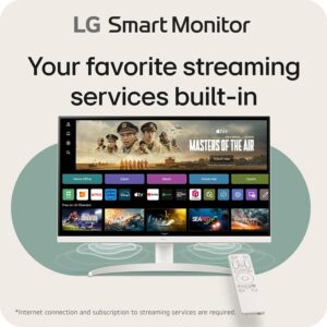 LG 27SR75U-W 27 inch 4K UHD (3840×2160) IPS HDR10 USB Type-C 65W PD Smart Monitor webOS 23 AirPlay Screen Share Bluetooth ThinQ App Built-in Speaker HDMI White