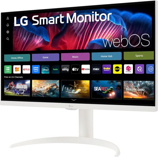 LG 27SR75U-W 27 inch 4K UHD (3840x2160) IPS HDR10 USB Type-C 65W PD Smart Monitor webOS 23 AirPlay Screen Share Bluetooth ThinQ App Built-in Speaker HDMI White - Image 9