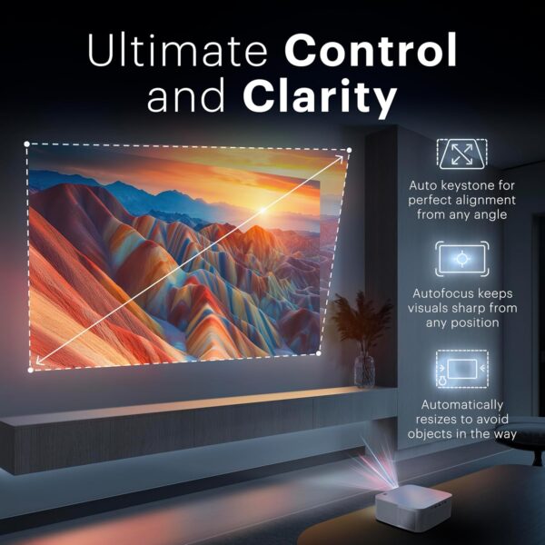 Kodak Flik X20 1080p Smart Projector, Google TV Dongle Built-In | 300 ANSI Lumens LED | Auto Focus & Keystone | HDMI & USB | Wi-Fi , Bluetooth 5.0 | HDR10, 4K Decode | Portable Home Theater (White) - Image 2