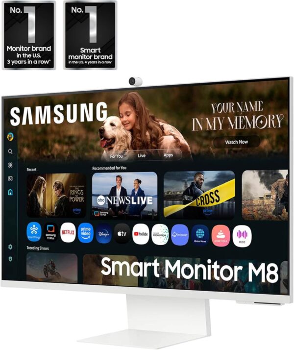 SAMSUNG 32” Smart Monitor M8 (M80F) 4K UHD Display, Samsung Vision AI, Smart TV Apps, Gaming Hub, USB-C, HDMI and USB-A, White, LS32FM803UNXZA, 2025 - Image 3