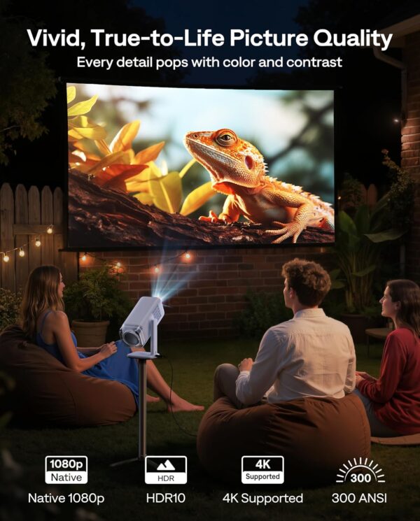 Aurzen BOOM Air Portable Google TV Projector with WiFi and Bluetooth, Smart Projector for Outdoor & Home Movie, USB-C Powered, 4K Supported, Real-Time Focus, Dolby Audio, Adjustable Stand, Blue - Image 6