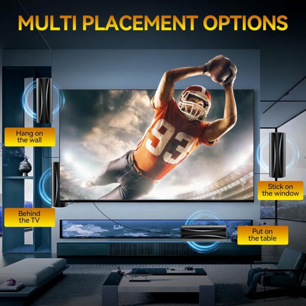 2800+ Miles Range TV Antenna,2025 Strongest Digital TV Antenna Indoor Outdoor with Amplifier Signal Booster, HD Antenna for Local Channels for Smart Tv and Old TVs-38ft Coax Cable-Support 8K 4K 1080p - Image 6